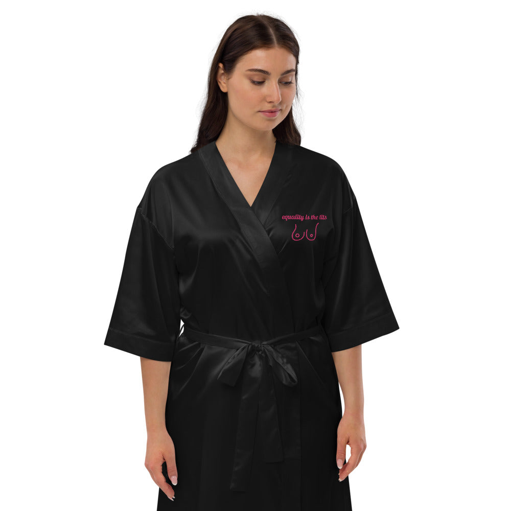 Equality is the Tits Kimono Style Satin Robe